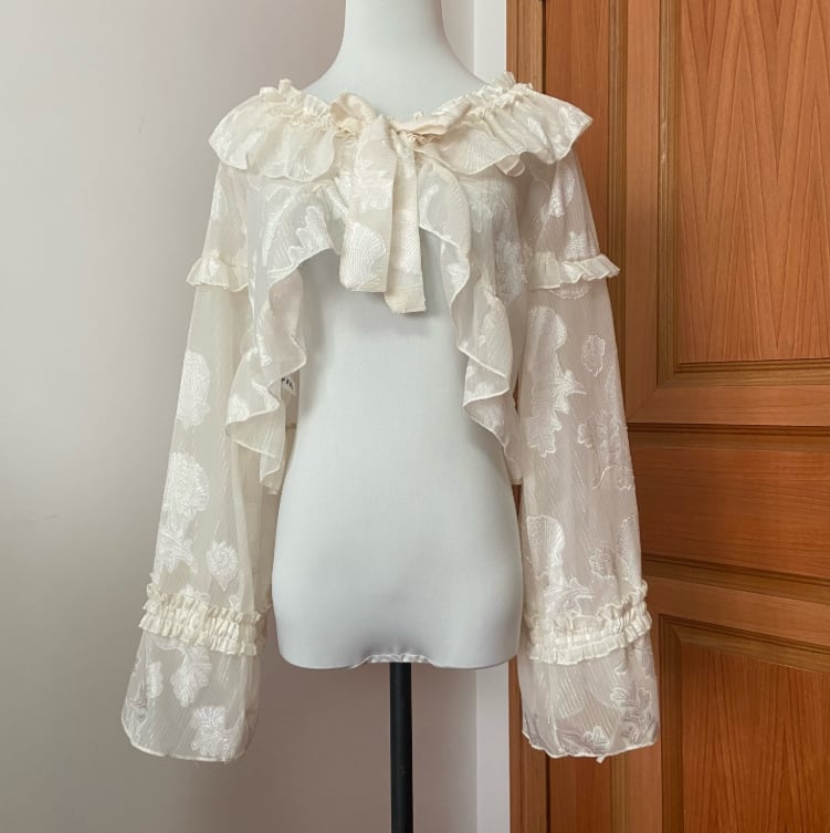 YUMEKAWA ♡ ( 3 colors ) thin short ruffle cardigan #jya2