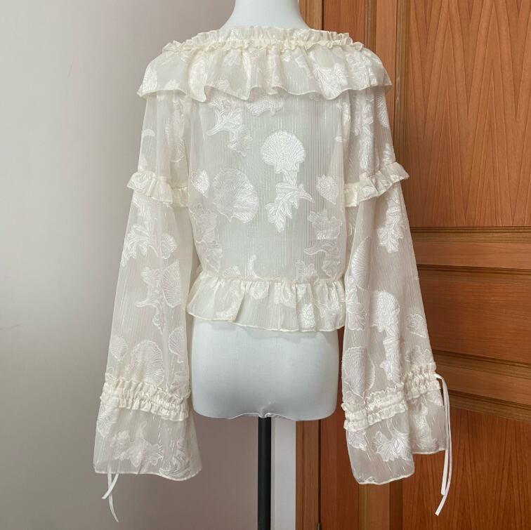 YUMEKAWA ♡ ( 3 colors ) thin short ruffle cardigan #jya2