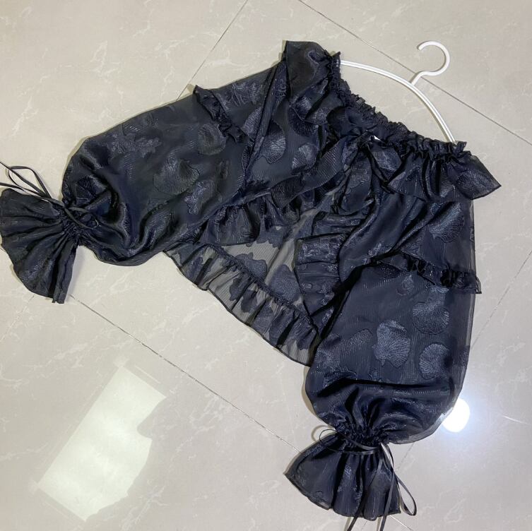 YUMEKAWA ♡ ( 3 colors ) thin short ruffle cardigan #jya2