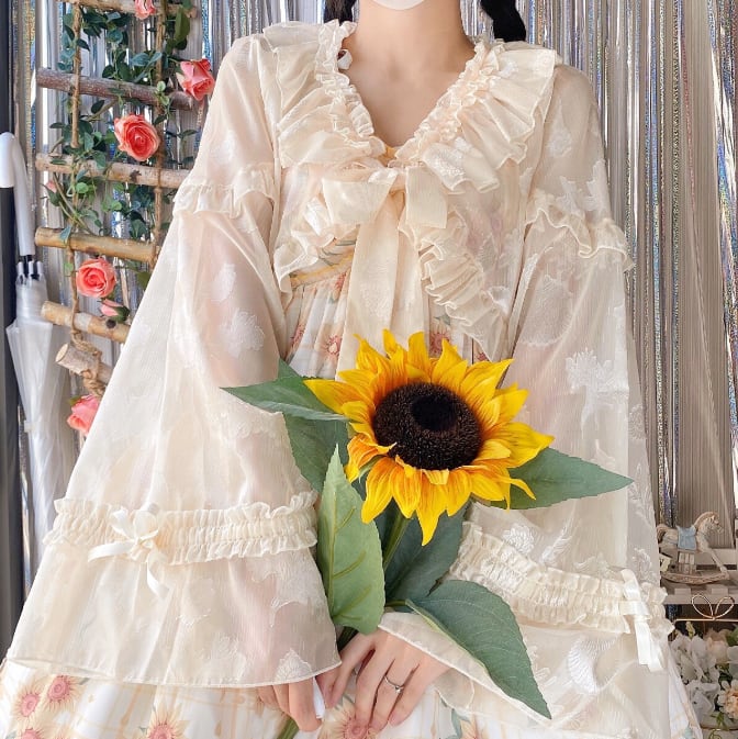 YUMEKAWA ♡ ( 3 colors ) thin short ruffle cardigan #jya2