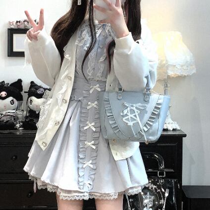 YUMEKAWA ♡ ( 3 colors ) V-neck cardigan with heart buttons #jya7