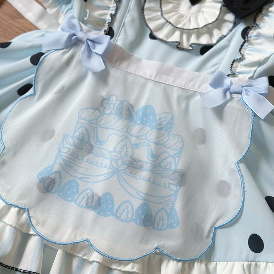 Manufactured after order ♡ ( 2 colors ) Dotted off the shoulder maid outfit #kos29