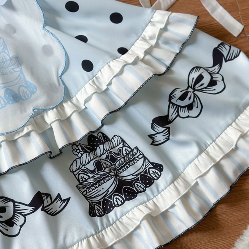 Manufactured after order ♡ ( 2 colors ) Dotted off the shoulder maid outfit #kos29