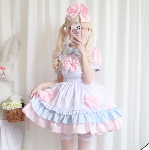 YUMEKAWA ♡ Pink Blue maid outfit matching cloth #kos38