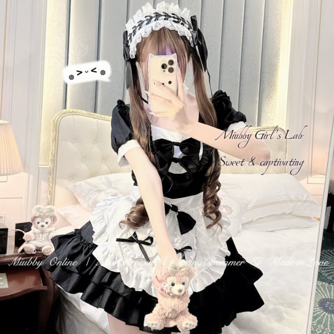 YUMEKAWA ♡ Maid outfit with choker & white catsuit #kos38