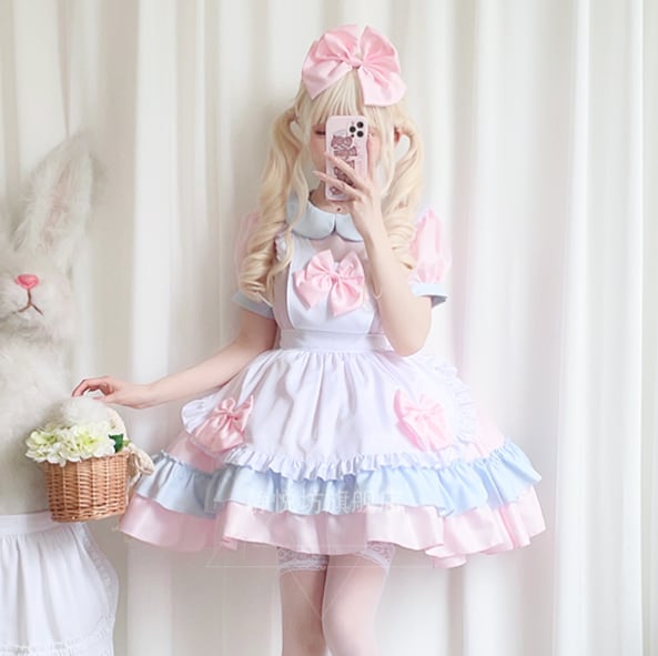 YUMEKAWA ♡ Pink Blue maid outfit matching cloth #kos38