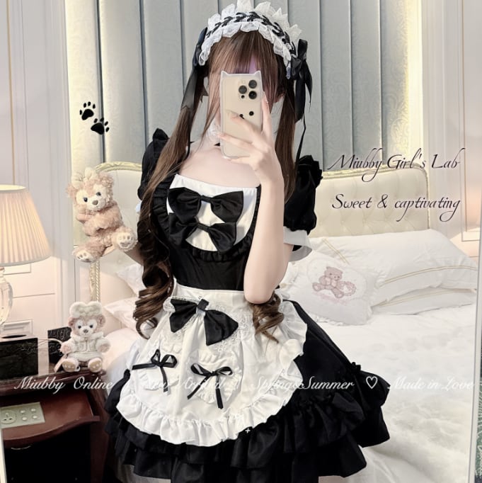 YUMEKAWA ♡ Maid outfit with choker & white catsuit #kos38