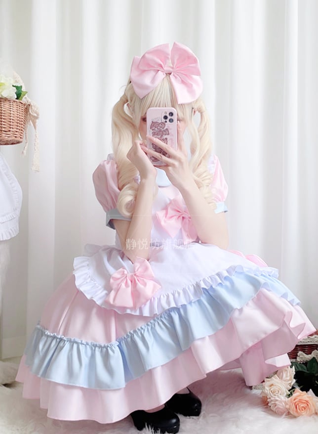 YUMEKAWA ♡ Pink Blue maid outfit matching cloth #kos38
