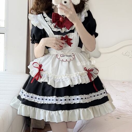 YUMEKAWA ♡ Maid outfit set with back ribbon #kos46