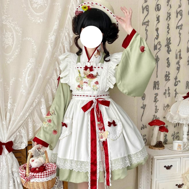 YUMEKAWA ♡ ( 2 colors ) mushroom bunny maid outfit <!>without hat #kos51