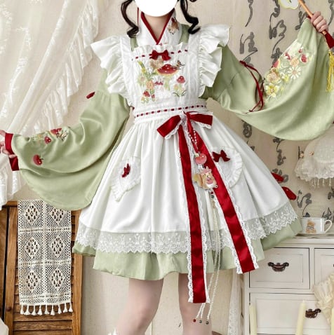 YUMEKAWA ♡ ( 2 colors ) mushroom bunny maid outfit <!>without hat #kos51