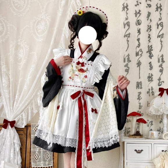 YUMEKAWA ♡ ( 2 colors ) mushroom bunny maid outfit <!>without hat #kos51