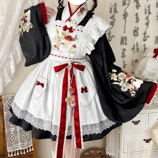 YUMEKAWA ♡ ( 2 colors ) mushroom bunny maid outfit <!>without hat #kos51