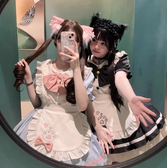 YUMEKAWA ♡ ( 3 colors ) Frilled maid costume with paw pads #kos56