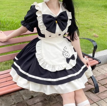 YUMEKAWA ♡ ( 3 colors ) Frilled maid costume with paw pads #kos56