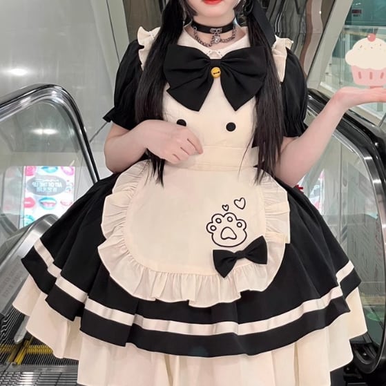YUMEKAWA ♡ ( 3 colors ) Frilled maid costume with paw pads #kos56