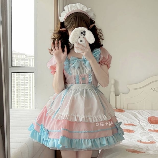 YUMEKAWA ♡ Puff Sleeve Maid Dress matching cloth #kos64