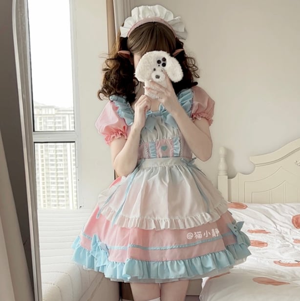 YUMEKAWA ♡ Puff Sleeve Maid Dress matching cloth #kos64