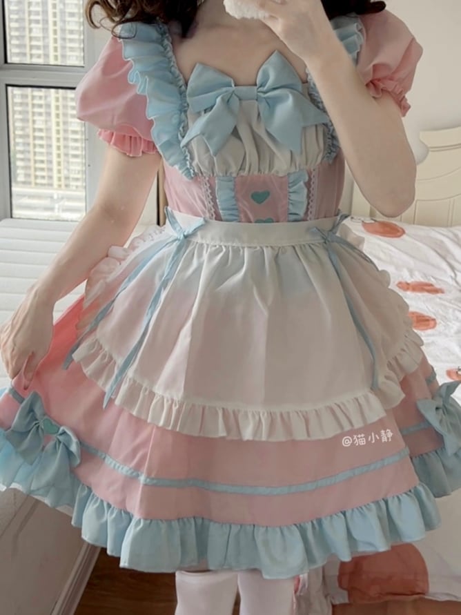 YUMEKAWA ♡ Puff Sleeve Maid Dress matching cloth #kos64