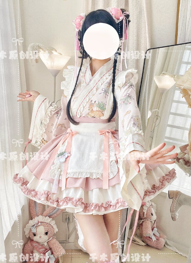 YUMEKAWA ♡ ( 2 colors ) Maid outfit with rabbit tassels #kos65
