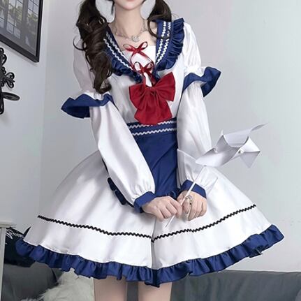 YUMEKAWA ♡ Choice of sleeve length♪ Lolita Sailor Maid Suit #kos66