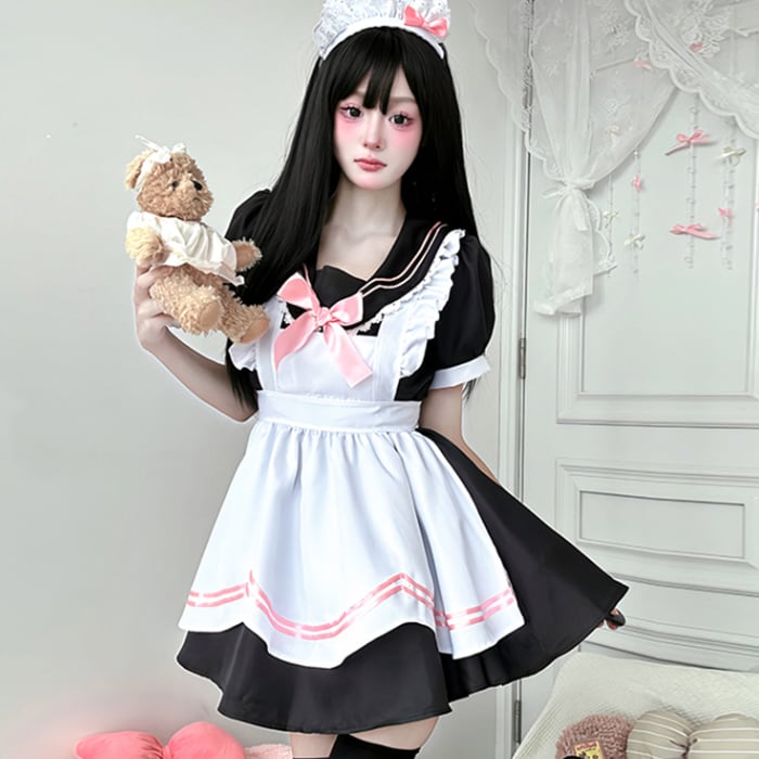 YUMEKAWA ♡ Pink Ribbon Sailor-Style Maid Suit #kos67