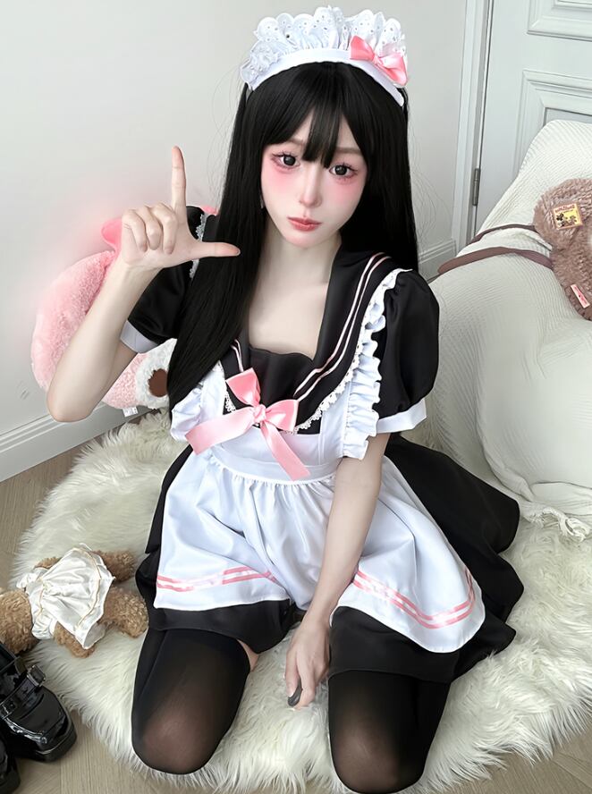 YUMEKAWA ♡ Pink Ribbon Sailor-Style Maid Suit #kos67
