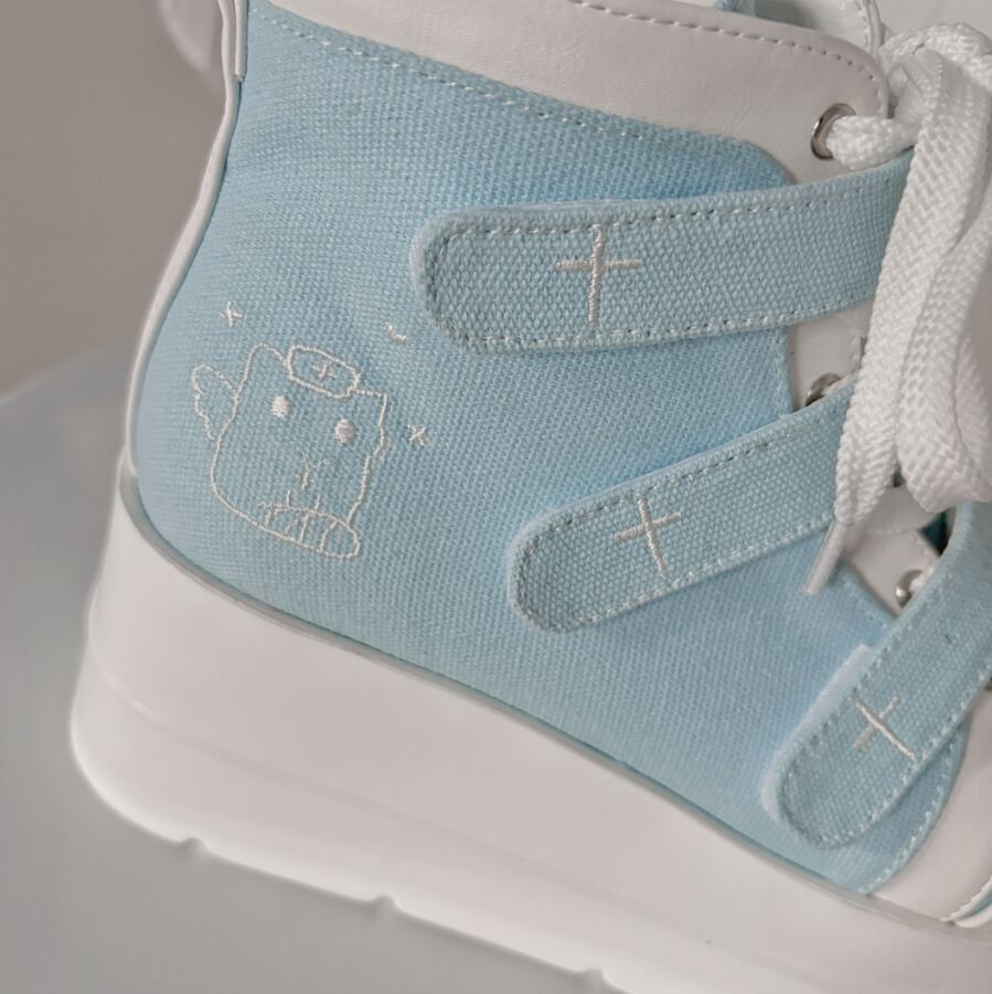 YUMEKAWA ♡ ( 4 colors ) cross thick sole high cut shoes #kutu15
