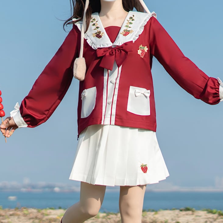 YUMEKAWA ♡ Strawberry print sailor suit #seifuku1