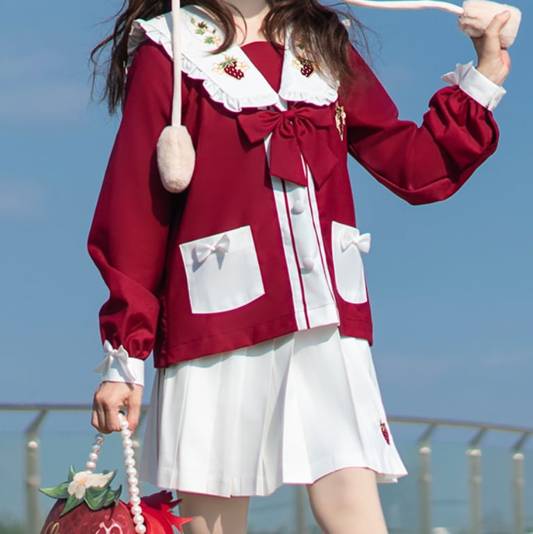 YUMEKAWA ♡ Strawberry print sailor suit #seifuku1