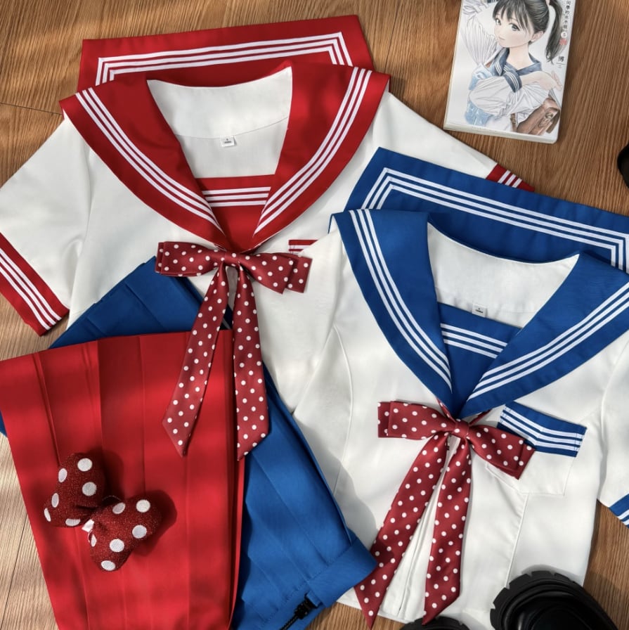 YUMEKAWA ♡ ( 2 colors ) Dotted ribbon sailor suit #seifuku13