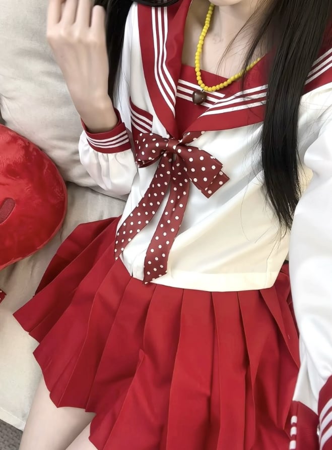 YUMEKAWA ♡ ( 2 colors ) Dotted ribbon sailor suit #seifuku13