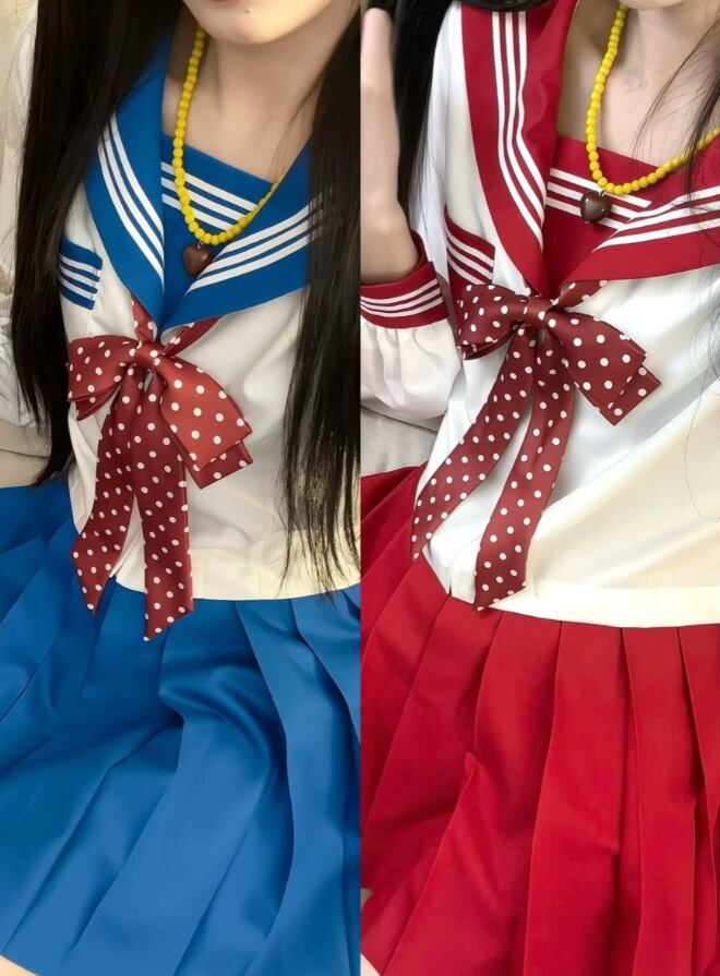 YUMEKAWA ♡ ( 2 colors ) Dotted ribbon sailor suit #seifuku13