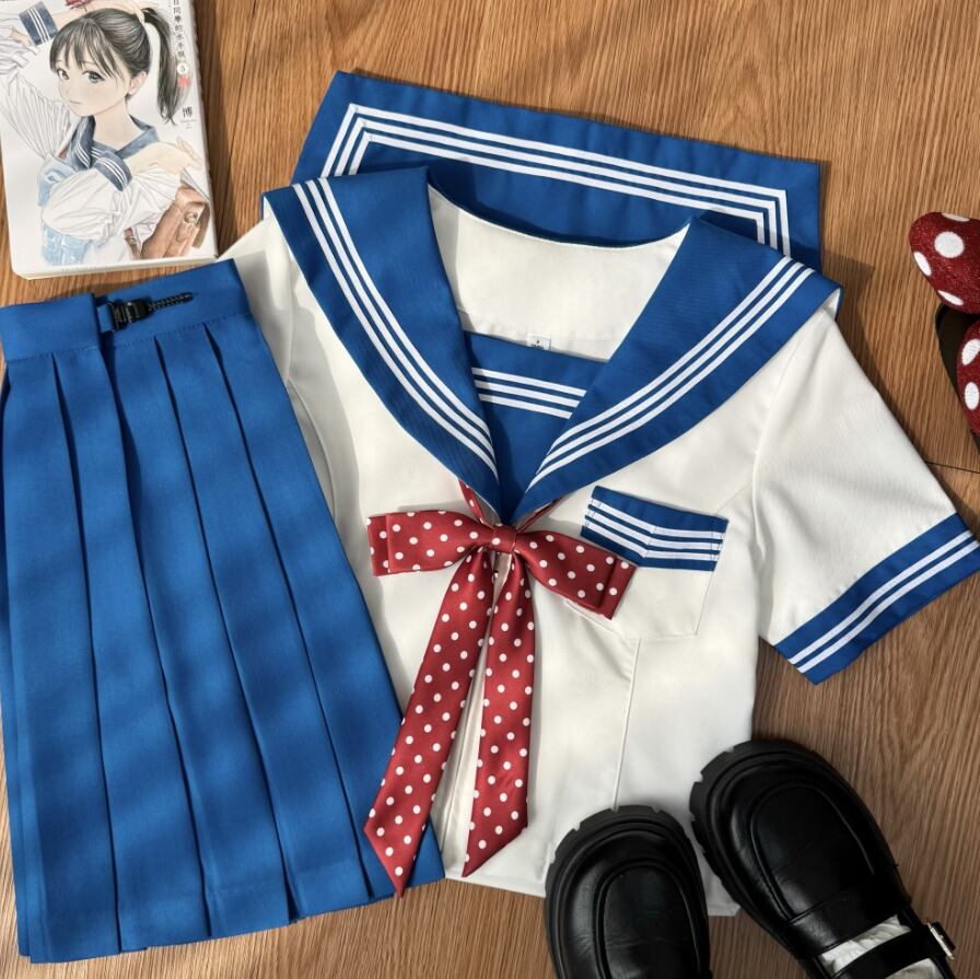YUMEKAWA ♡ ( 2 colors ) Dotted ribbon sailor suit #seifuku13