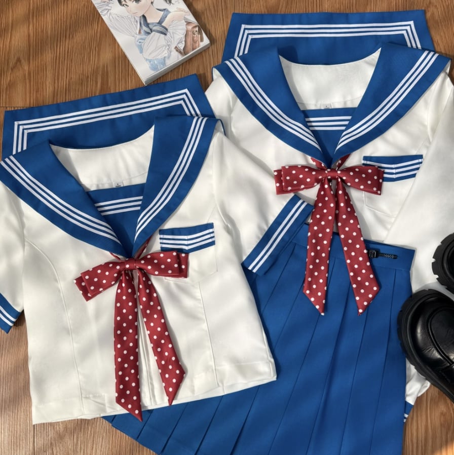 YUMEKAWA ♡ ( 2 colors ) Dotted ribbon sailor suit #seifuku13