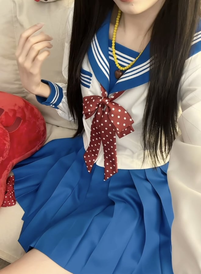 YUMEKAWA ♡ ( 2 colors ) Dotted ribbon sailor suit #seifuku13