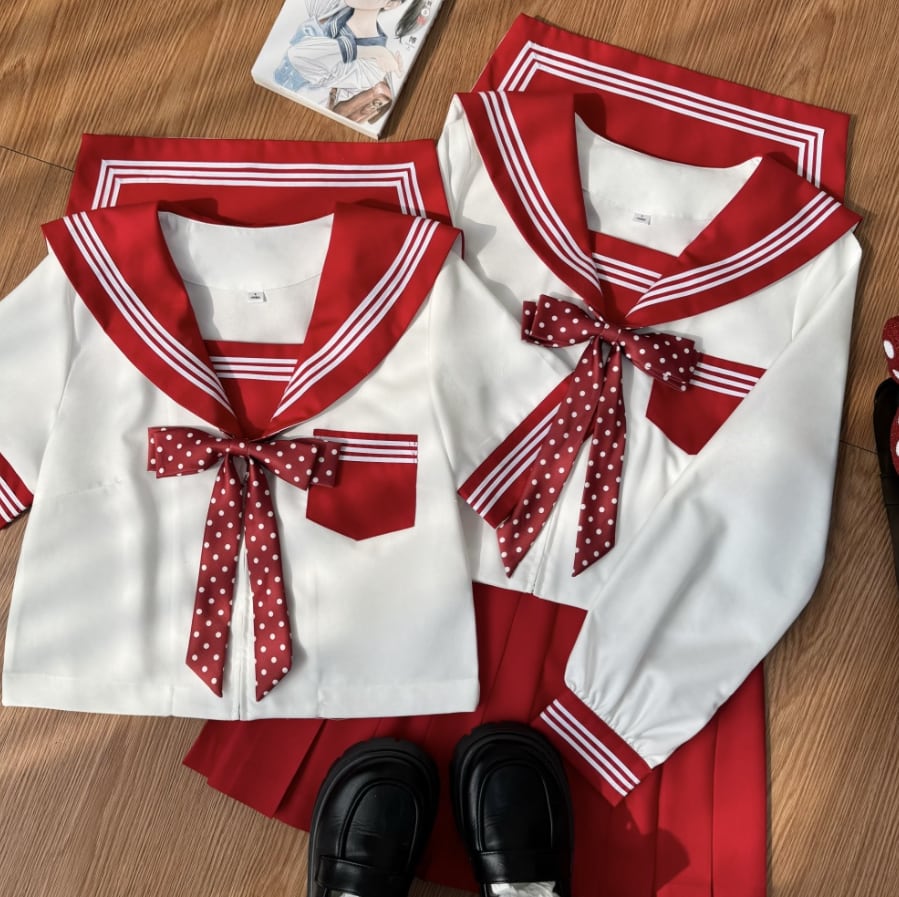 YUMEKAWA ♡ ( 2 colors ) Dotted ribbon sailor suit #seifuku13