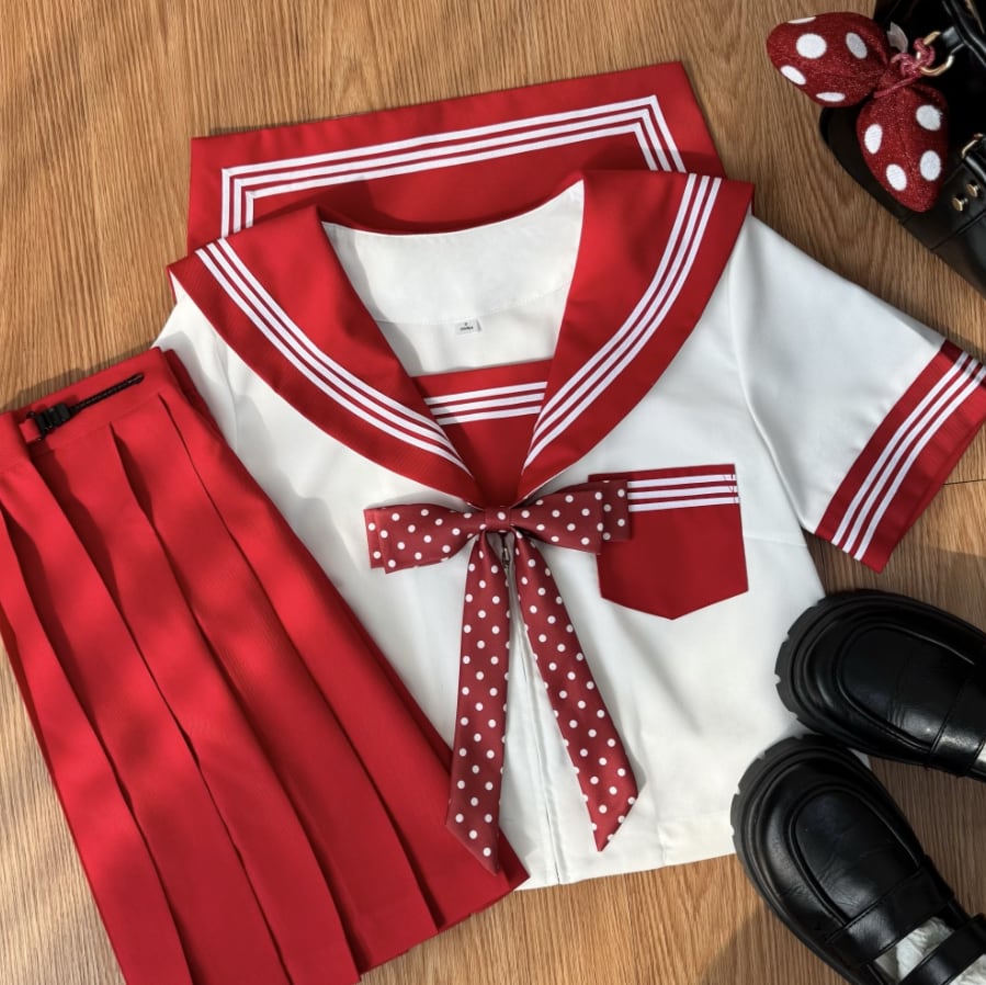 YUMEKAWA ♡ ( 2 colors ) Dotted ribbon sailor suit #seifuku13