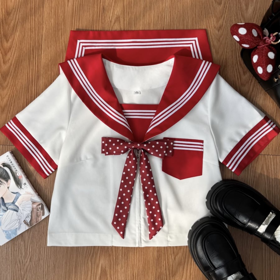 YUMEKAWA ♡ ( 2 colors ) Dotted ribbon sailor suit #seifuku13