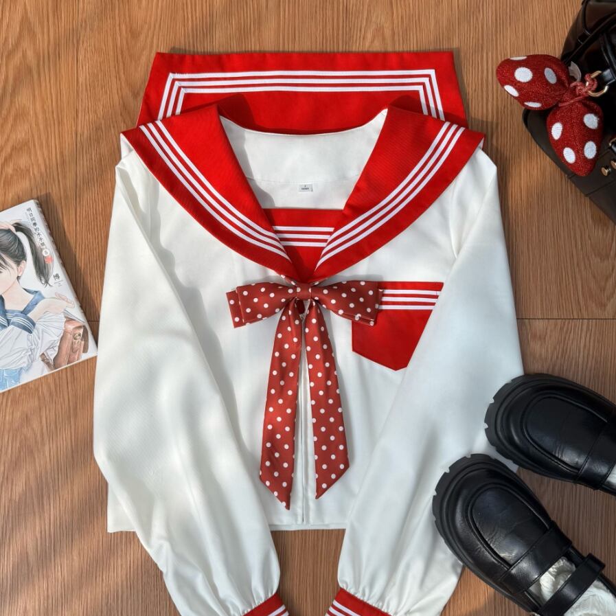 YUMEKAWA ♡ ( 2 colors ) Dotted ribbon sailor suit #seifuku13