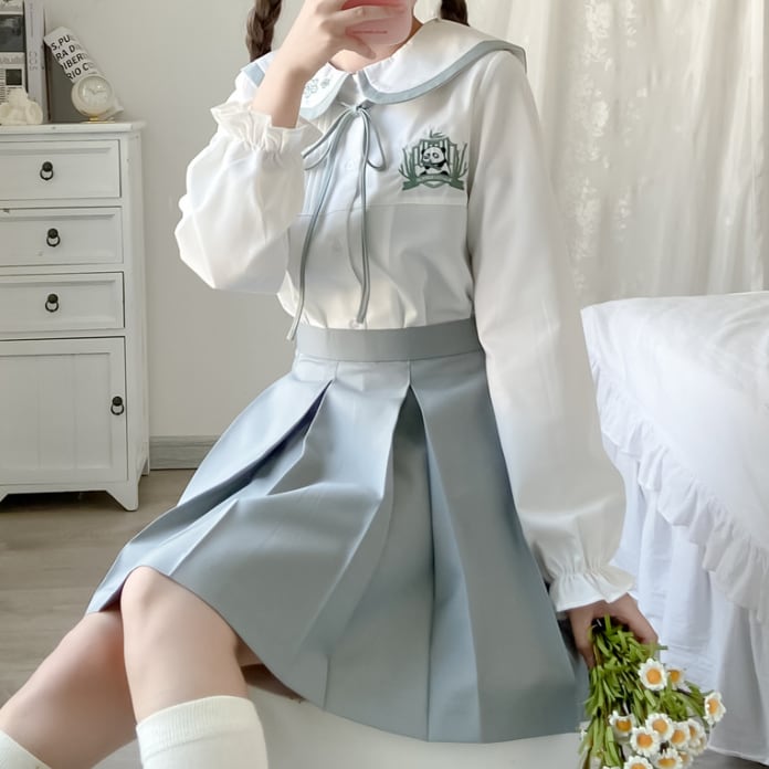 YUMEKAWA ♡ ( 2 colors ) Uniform with panda embroidery #seifuku38