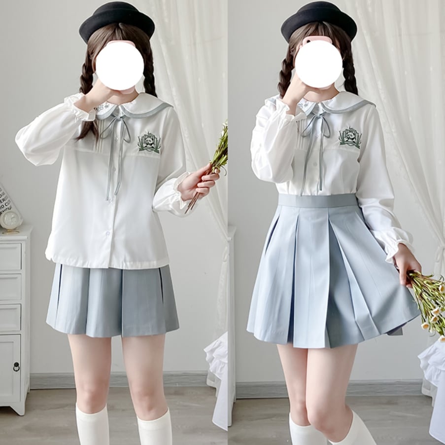 YUMEKAWA ♡ ( 2 colors ) Uniform with panda embroidery #seifuku38