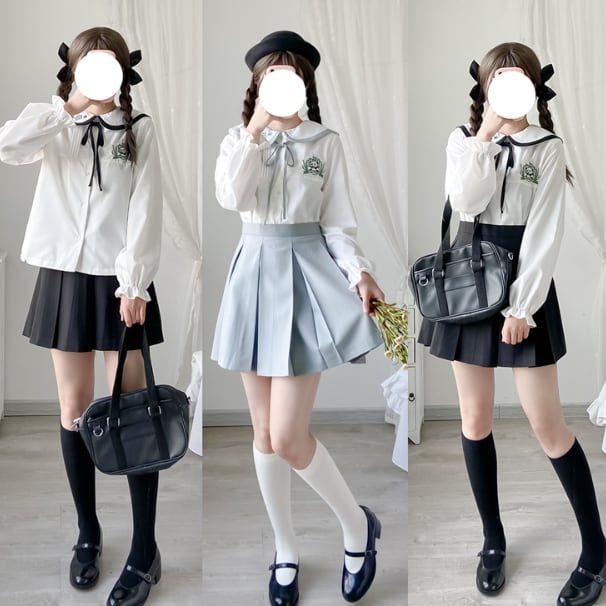 YUMEKAWA ♡ ( 2 colors ) Uniform with panda embroidery #seifuku38