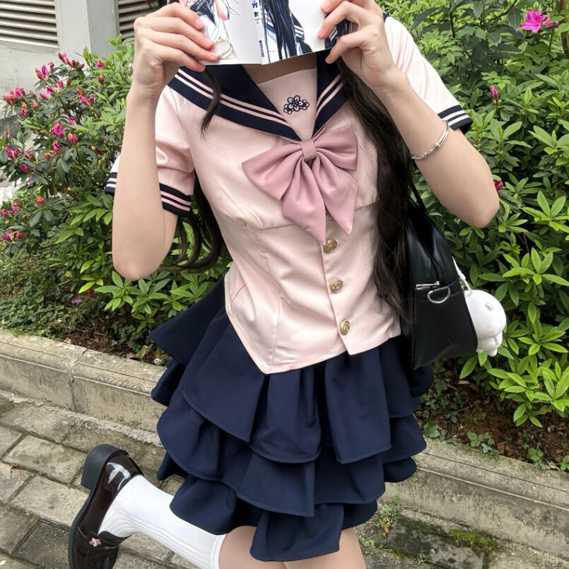 YUMEKAWA ♡ Choice of sleeve length♪ Choice of skirts ♪ Pink sailor suit #seifuku59