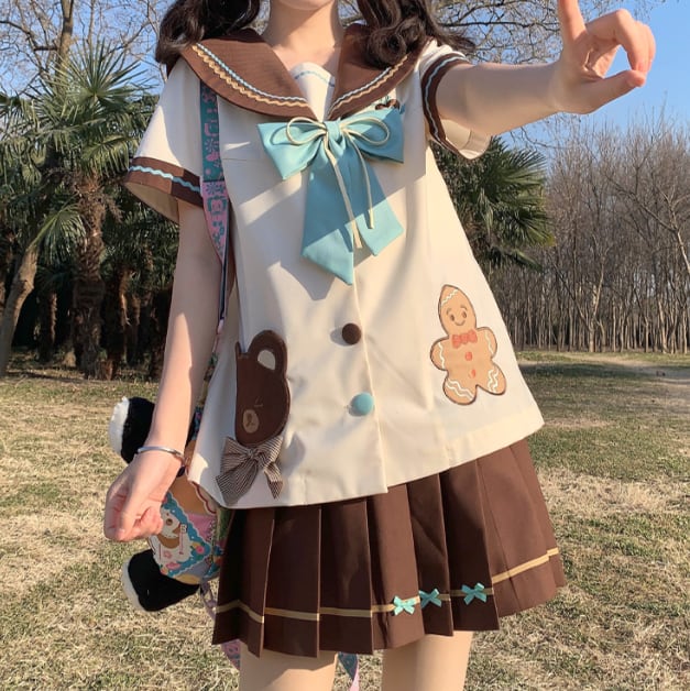 YUMEKAWA ♡ Choice of sleeve length♪ Sailor Suit with Bear #seifuku60