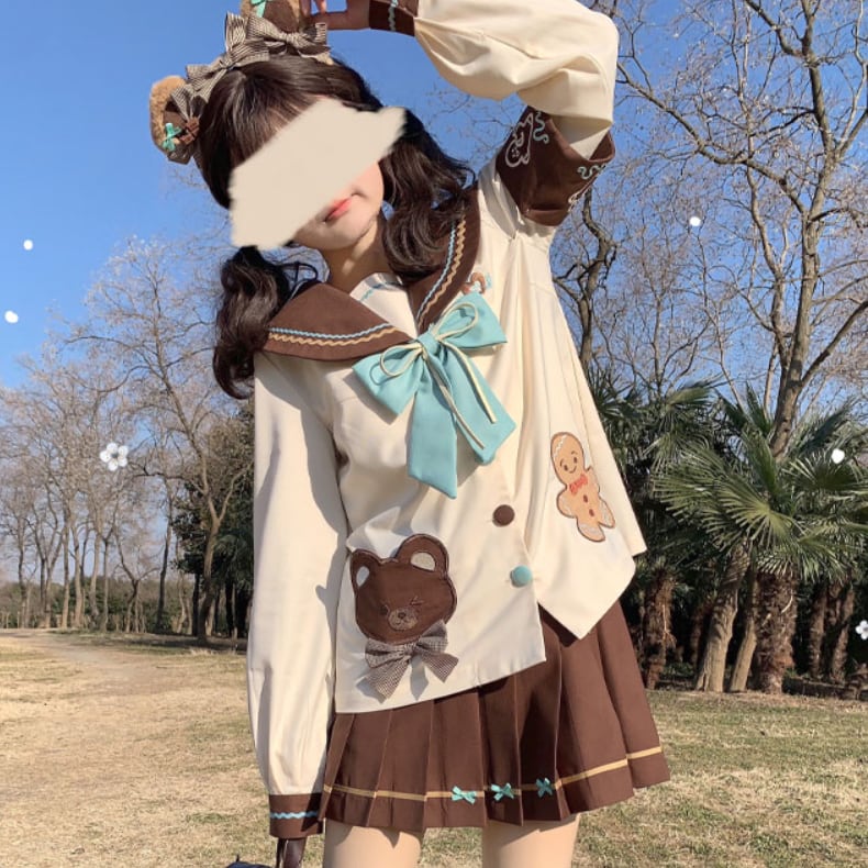 YUMEKAWA ♡ Choice of sleeve length♪ Sailor Suit with Bear #seifuku60
