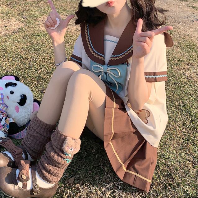 YUMEKAWA ♡ Choice of sleeve length♪ Sailor Suit with Bear #seifuku60