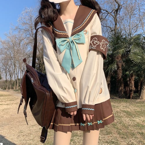 YUMEKAWA ♡ Choice of sleeve length♪ Sailor Suit with Bear #seifuku60