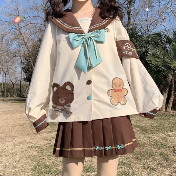 YUMEKAWA ♡ Choice of sleeve length♪ Sailor Suit with Bear #seifuku60