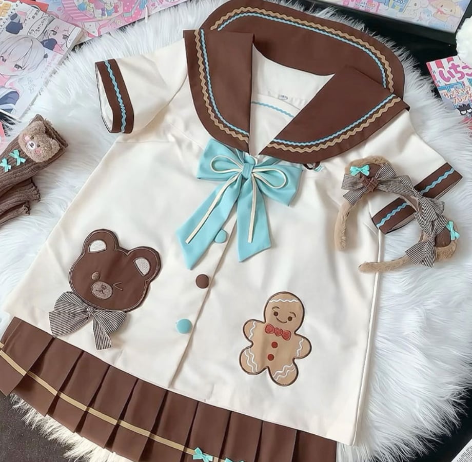 YUMEKAWA ♡ Choice of sleeve length♪ Sailor Suit with Bear #seifuku60